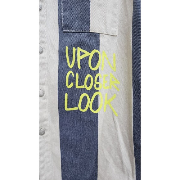 Men's NWT Zara Dance the Days Away Striped Denim Jacket - Picture 3 of 4